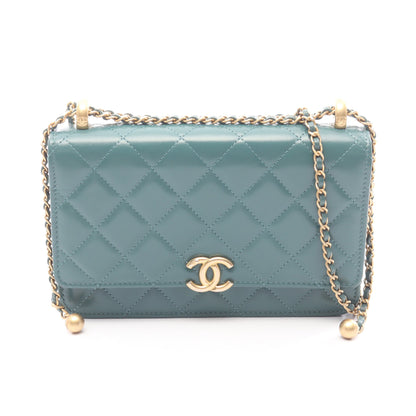 マトラッセ チェーンウォレット レザー グリーン ゴールド金具 シャネル バッグ CHANEL
