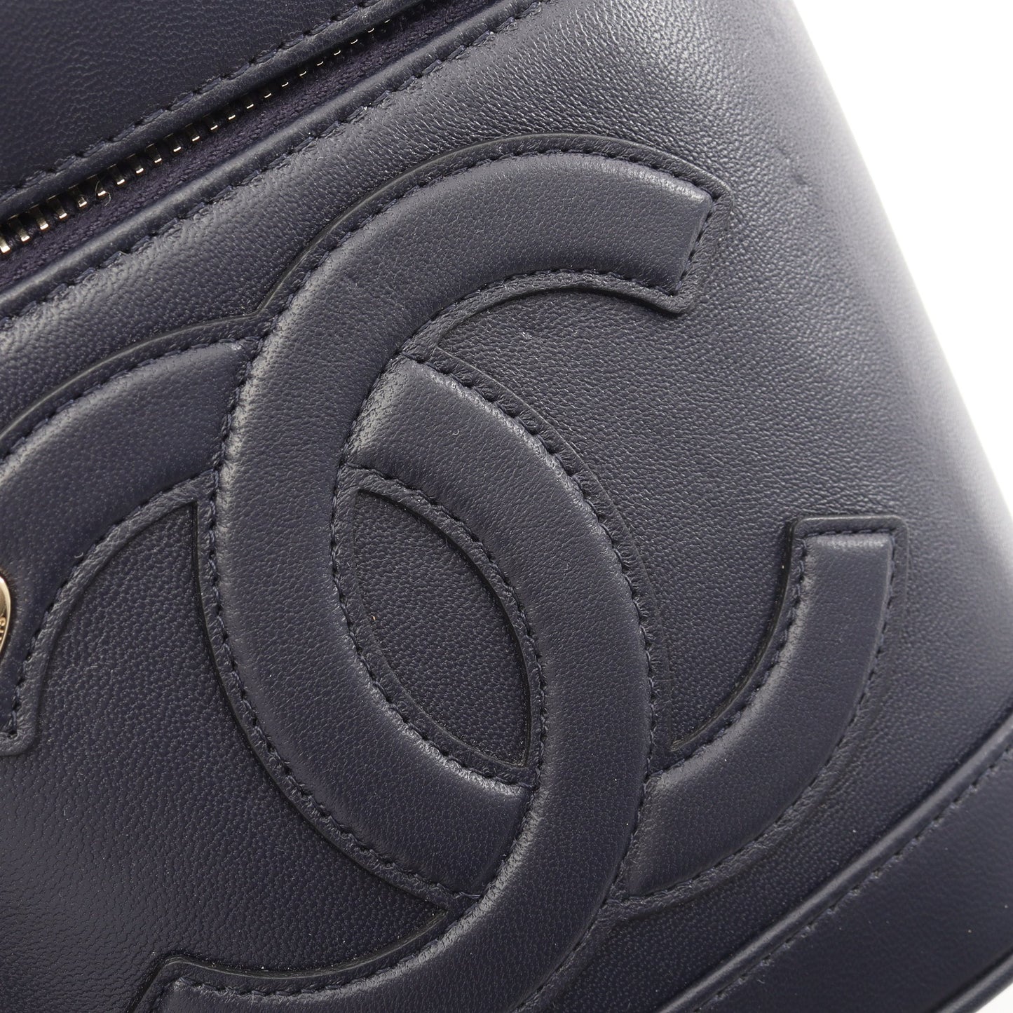 ココマーク 2WAY チェーンショルダーバッグ バニティバッグ ラムスキン ネイビー ゴールド金具 シャネル バッグ CHANEL