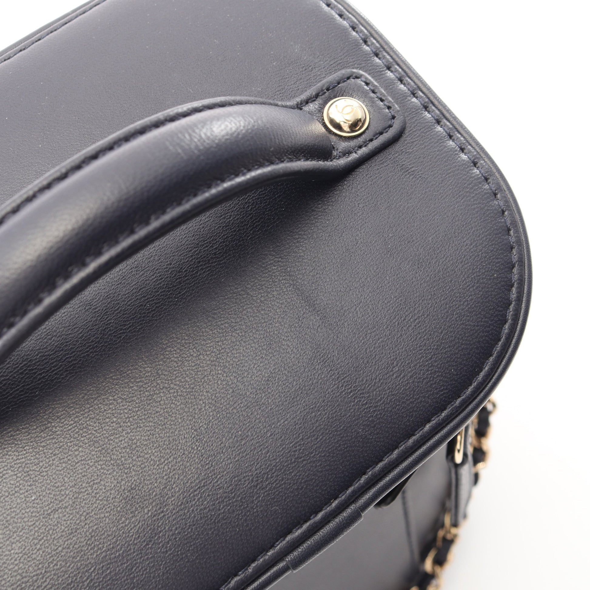 ココマーク 2WAY チェーンショルダーバッグ バニティバッグ ラムスキン ネイビー ゴールド金具 シャネル バッグ CHANEL