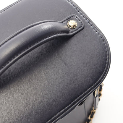 ココマーク 2WAY チェーンショルダーバッグ バニティバッグ ラムスキン ネイビー ゴールド金具 シャネル バッグ CHANEL