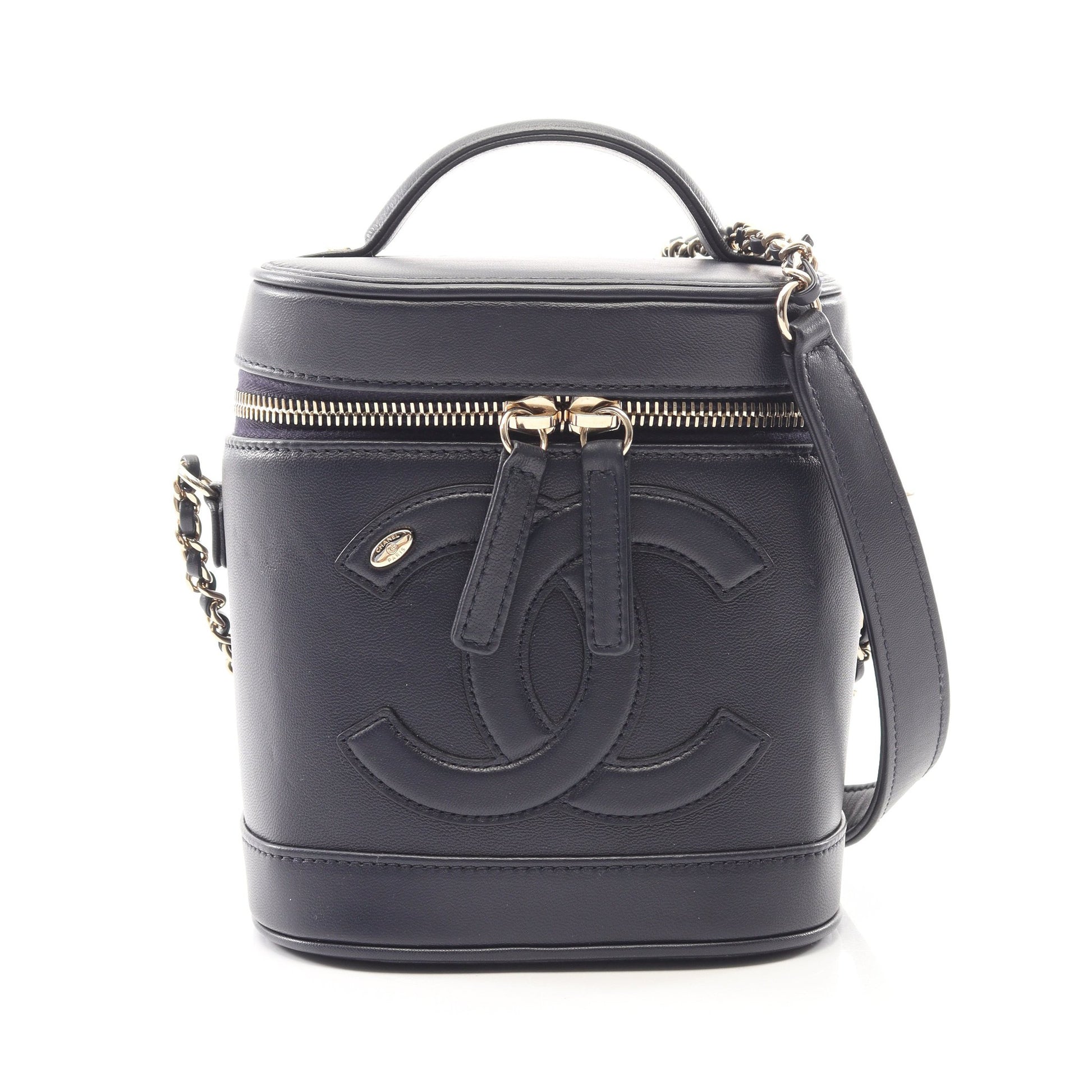 ココマーク 2WAY チェーンショルダーバッグ バニティバッグ ラムスキン ネイビー ゴールド金具 シャネル バッグ CHANEL