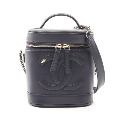 ココマーク 2WAY チェーンショルダーバッグ バニティバッグ ラムスキン ネイビー ゴールド金具 シャネル バッグ CHANEL