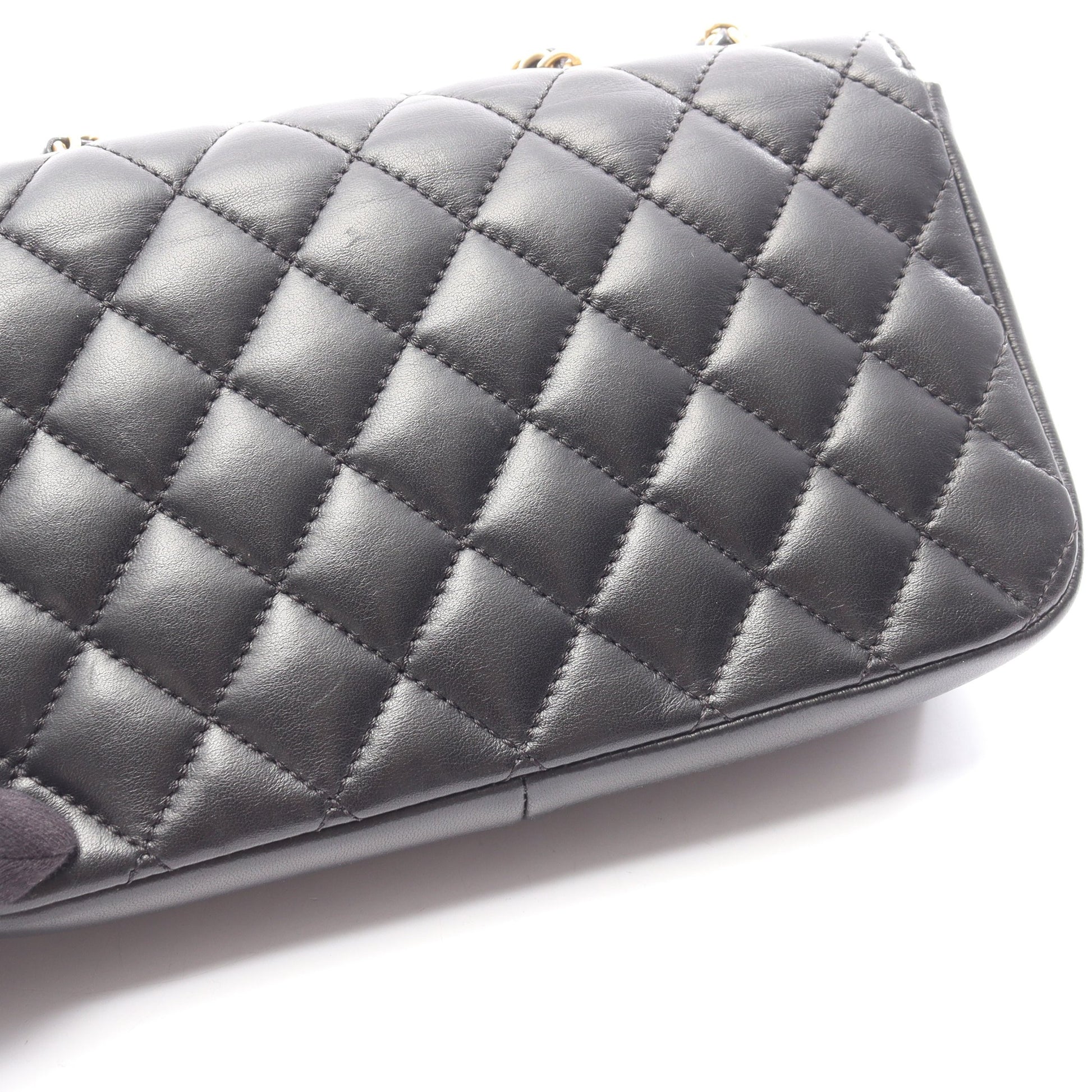 マトラッセ 2WAY チェーンショルダーバッグ ラムスキン ブラック ゴールド金具 シャネル バッグ CHANEL