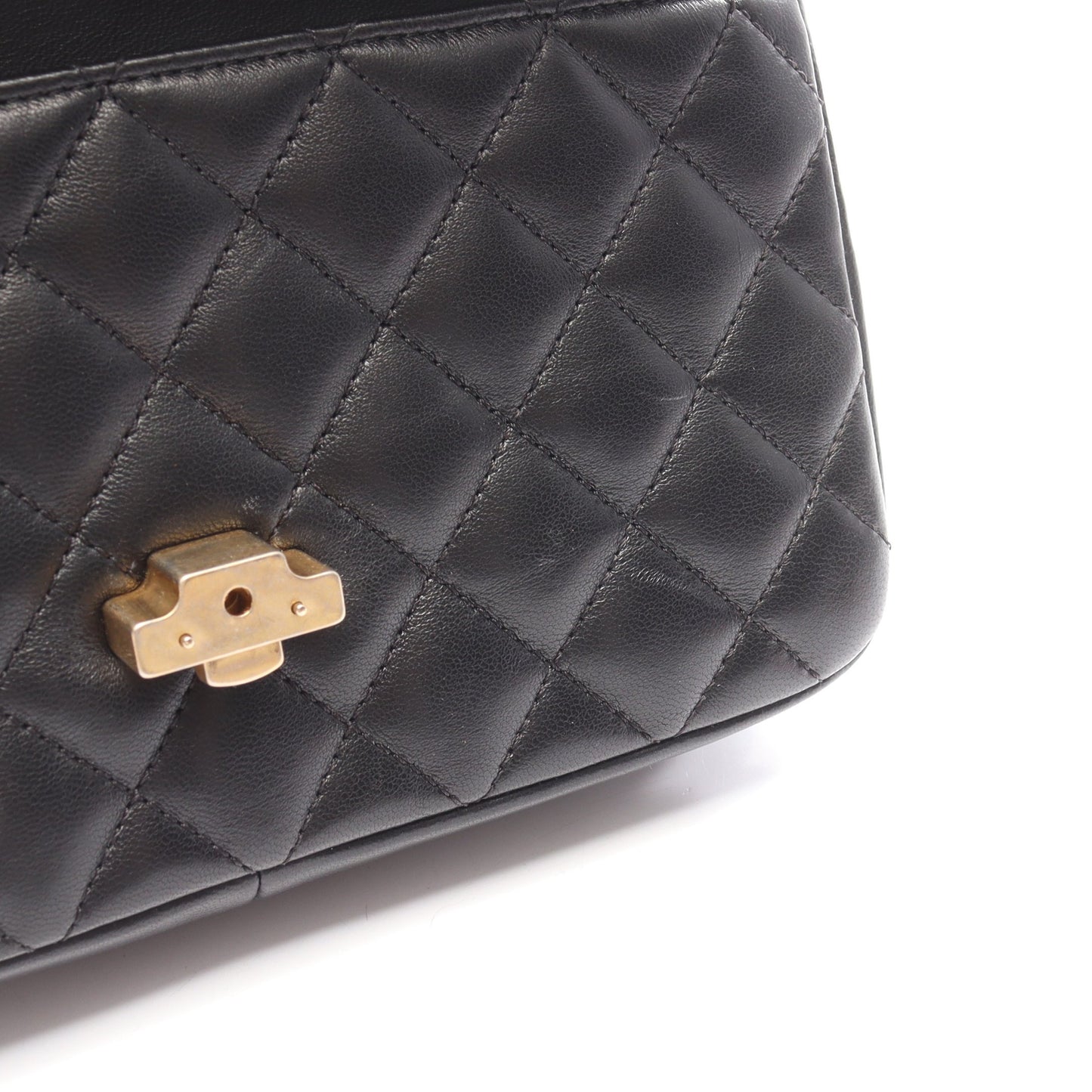マトラッセ 2WAY チェーンショルダーバッグ ラムスキン ブラック ゴールド金具 シャネル バッグ CHANEL