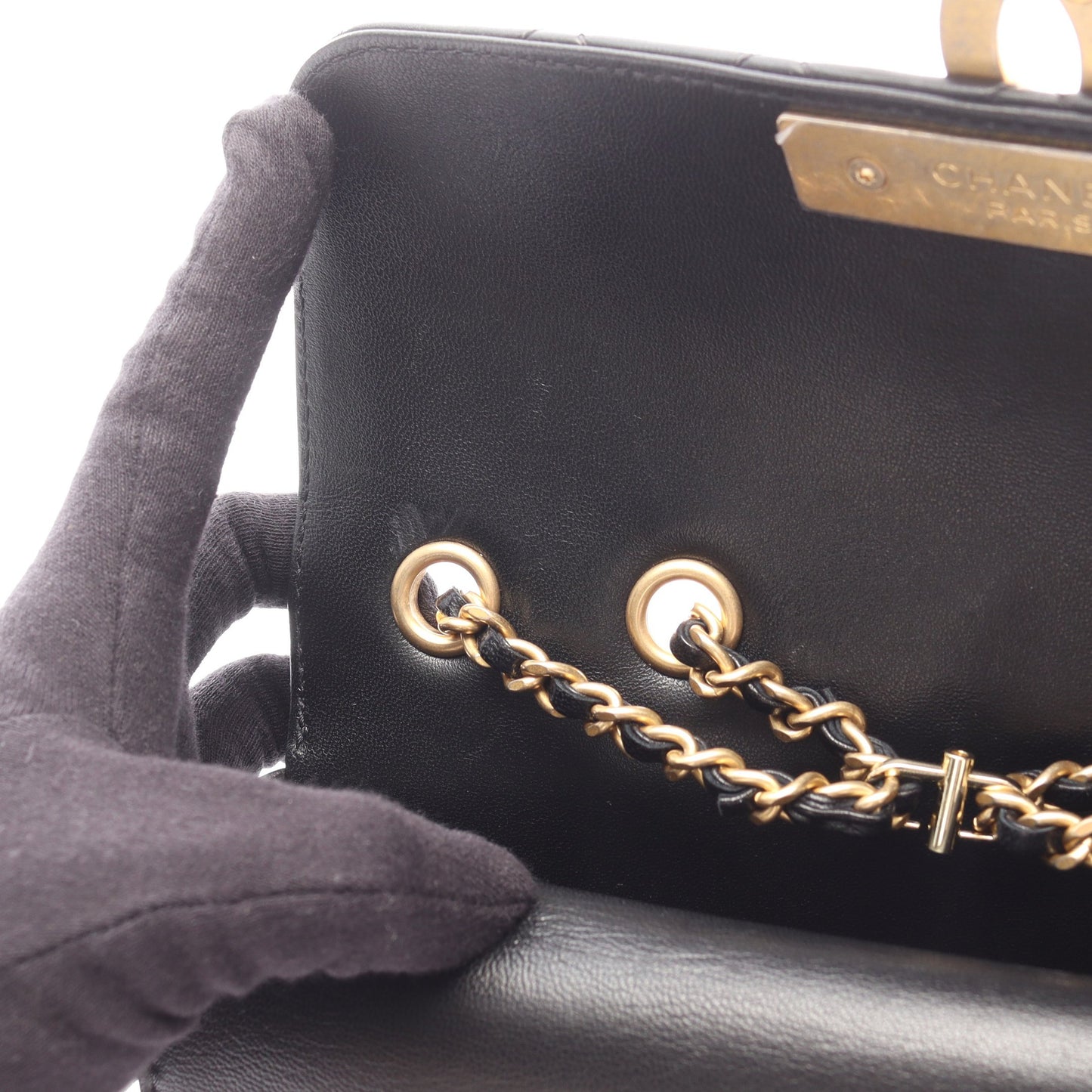マトラッセ 2WAY チェーンショルダーバッグ ラムスキン ブラック ゴールド金具 シャネル バッグ CHANEL