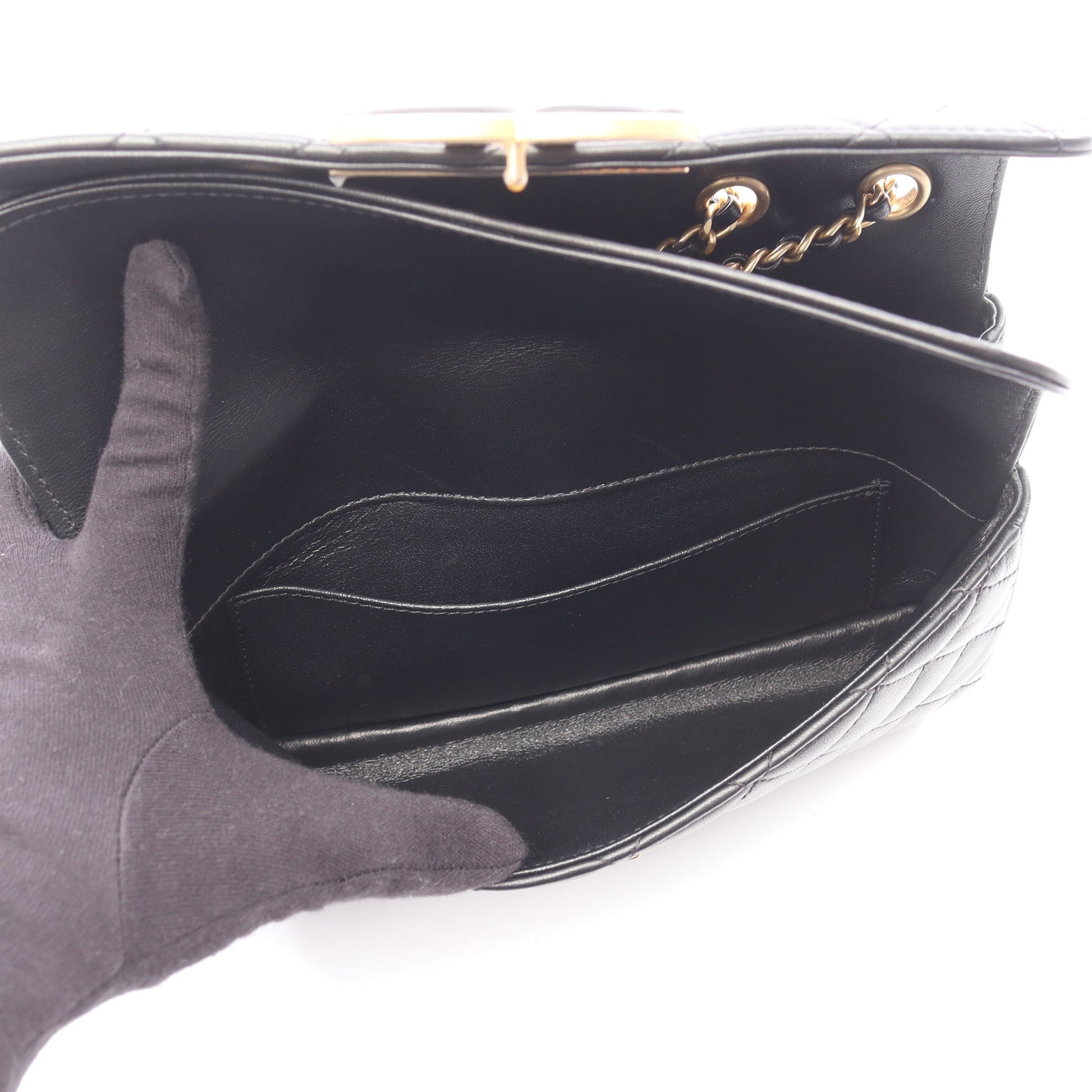 マトラッセ 2WAY チェーンショルダーバッグ ラムスキン ブラック ゴールド金具 シャネル バッグ CHANEL