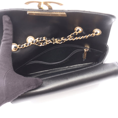 マトラッセ 2WAY チェーンショルダーバッグ ラムスキン ブラック ゴールド金具 シャネル バッグ CHANEL