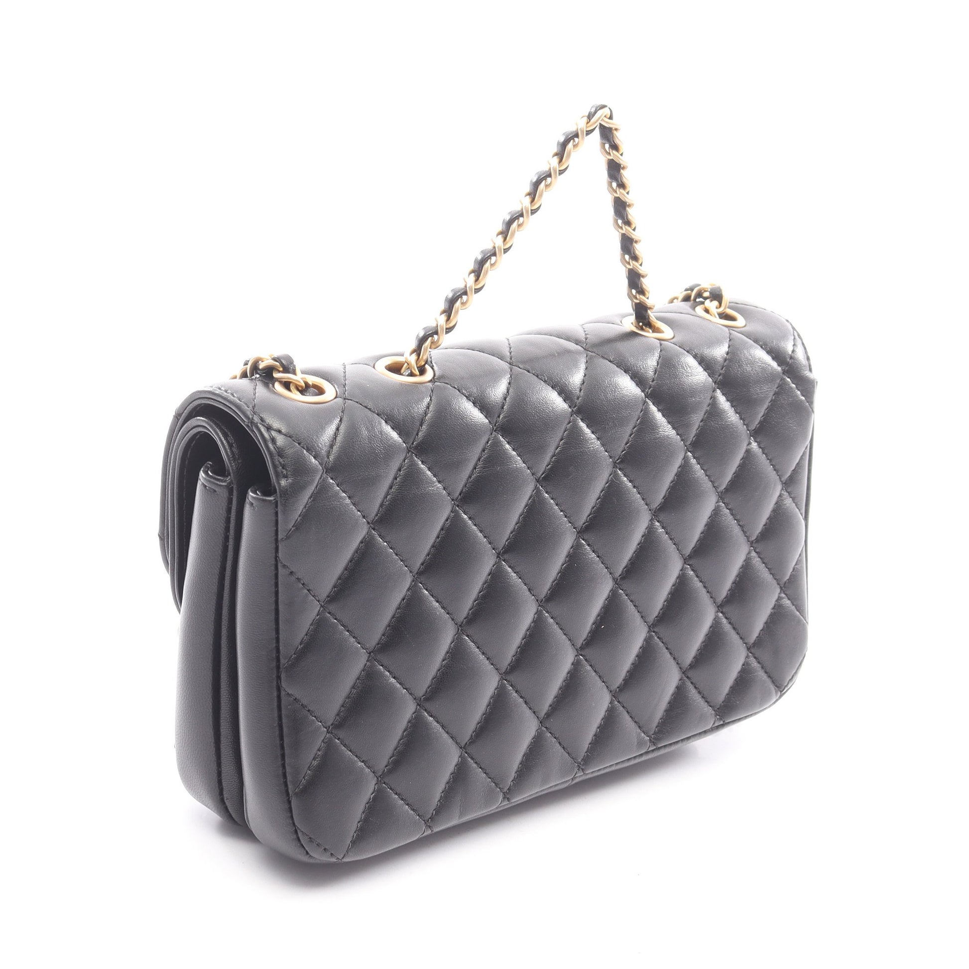 マトラッセ 2WAY チェーンショルダーバッグ ラムスキン ブラック ゴールド金具 シャネル バッグ CHANEL