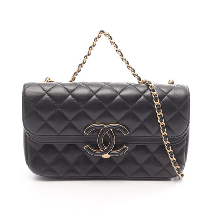 マトラッセ 2WAY チェーンショルダーバッグ ラムスキン ブラック ゴールド金具 シャネル バッグ CHANEL