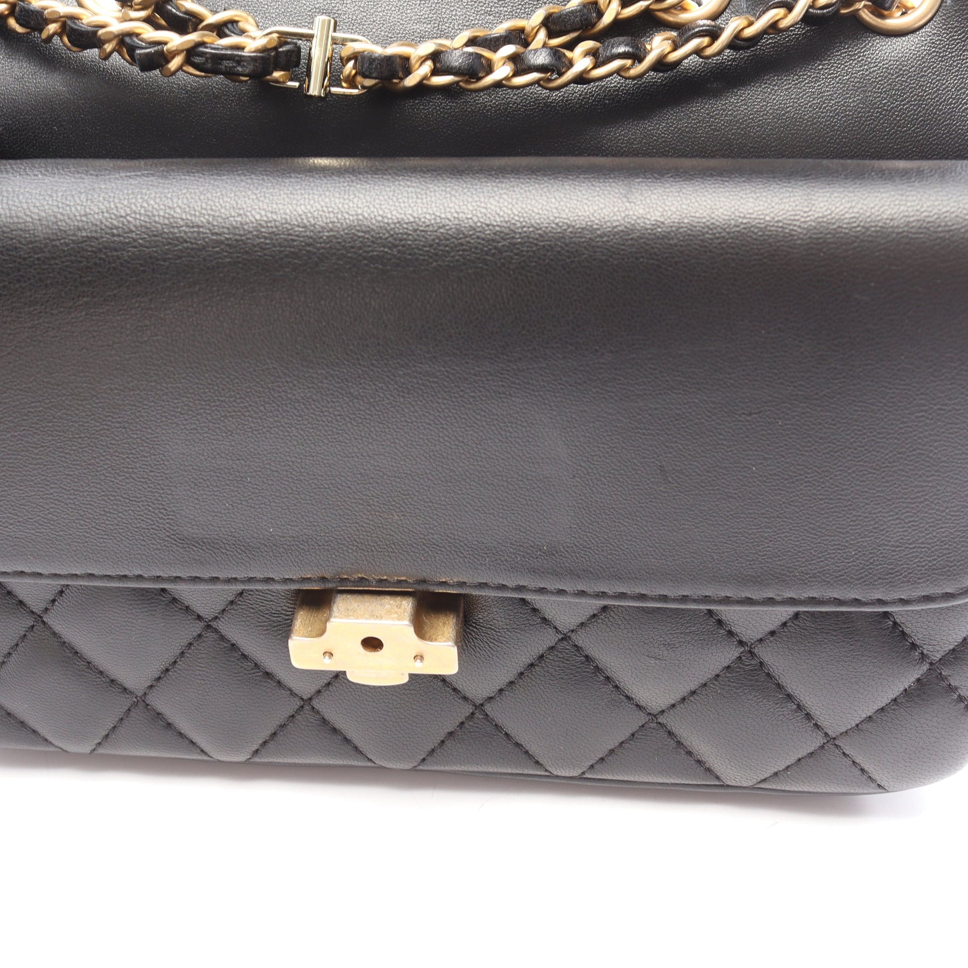 マトラッセ 2WAY チェーンショルダーバッグ ラムスキン ブラック ゴールド金具 シャネル バッグ CHANEL