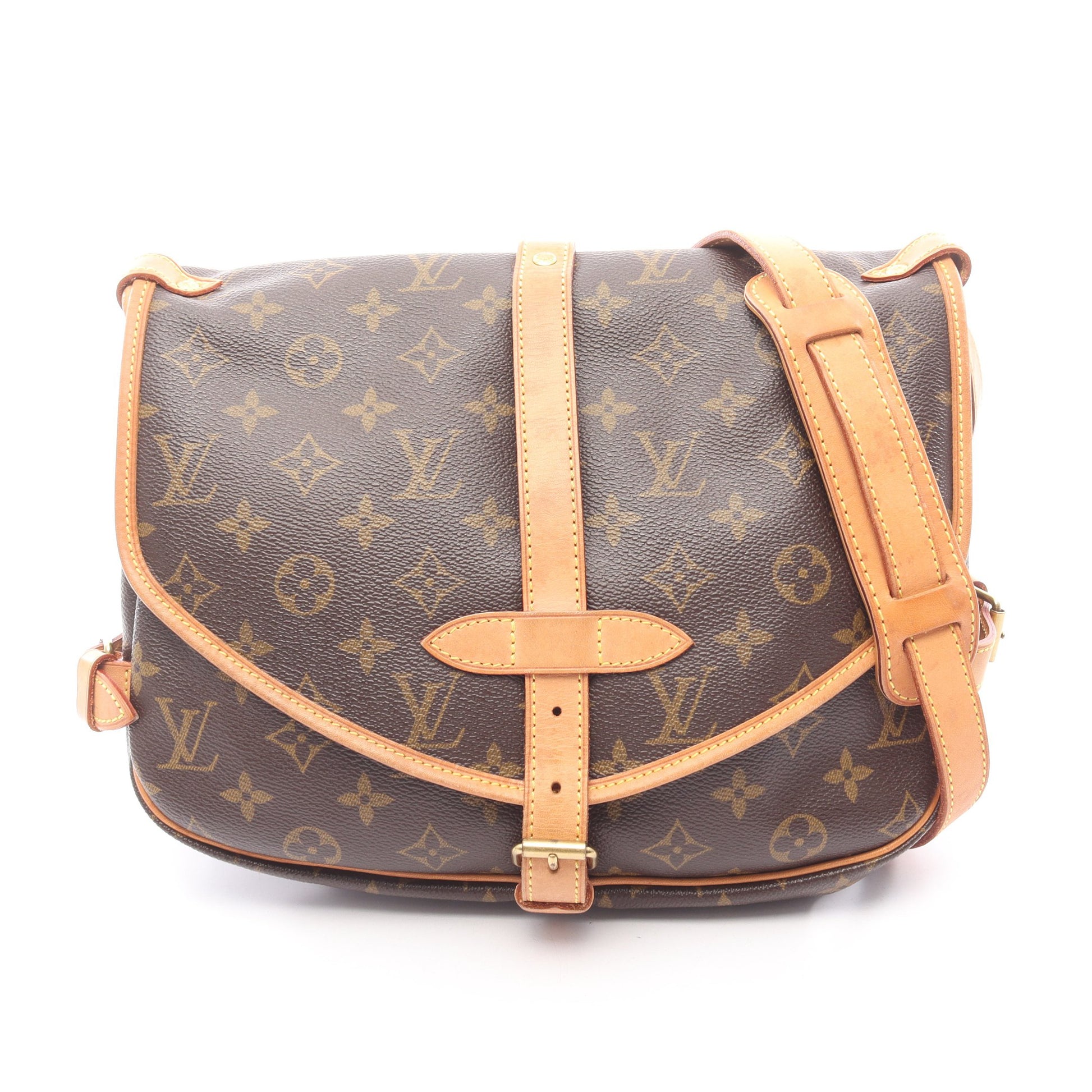 ソミュール30 モノグラム ショルダーバッグ PVC レザー ブラウン ルイヴィトン バッグ LOUIS VUITTON