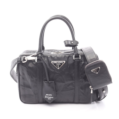 Re-Edition 2001 2WAY ハンドバッグ レザー ブラック プラダ バッグ PRADA