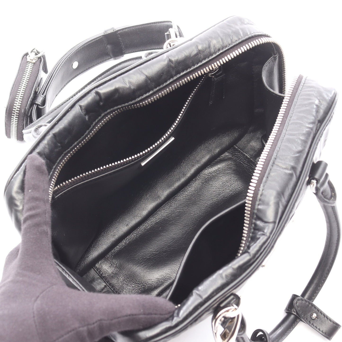 Re-Edition 2001 2WAY ハンドバッグ レザー ブラック プラダ バッグ PRADA