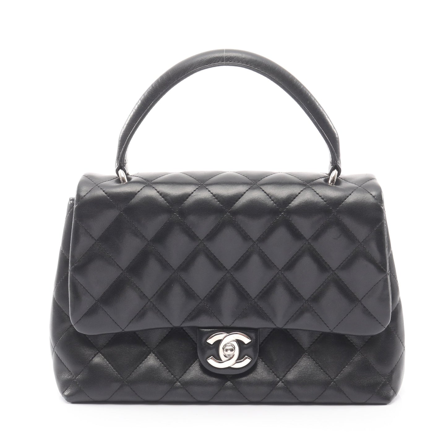 マトラッセ トップハンドルバッグ ハンドバッグ ラムスキン ブラック ゴールド金具 シャネル バッグ CHANEL