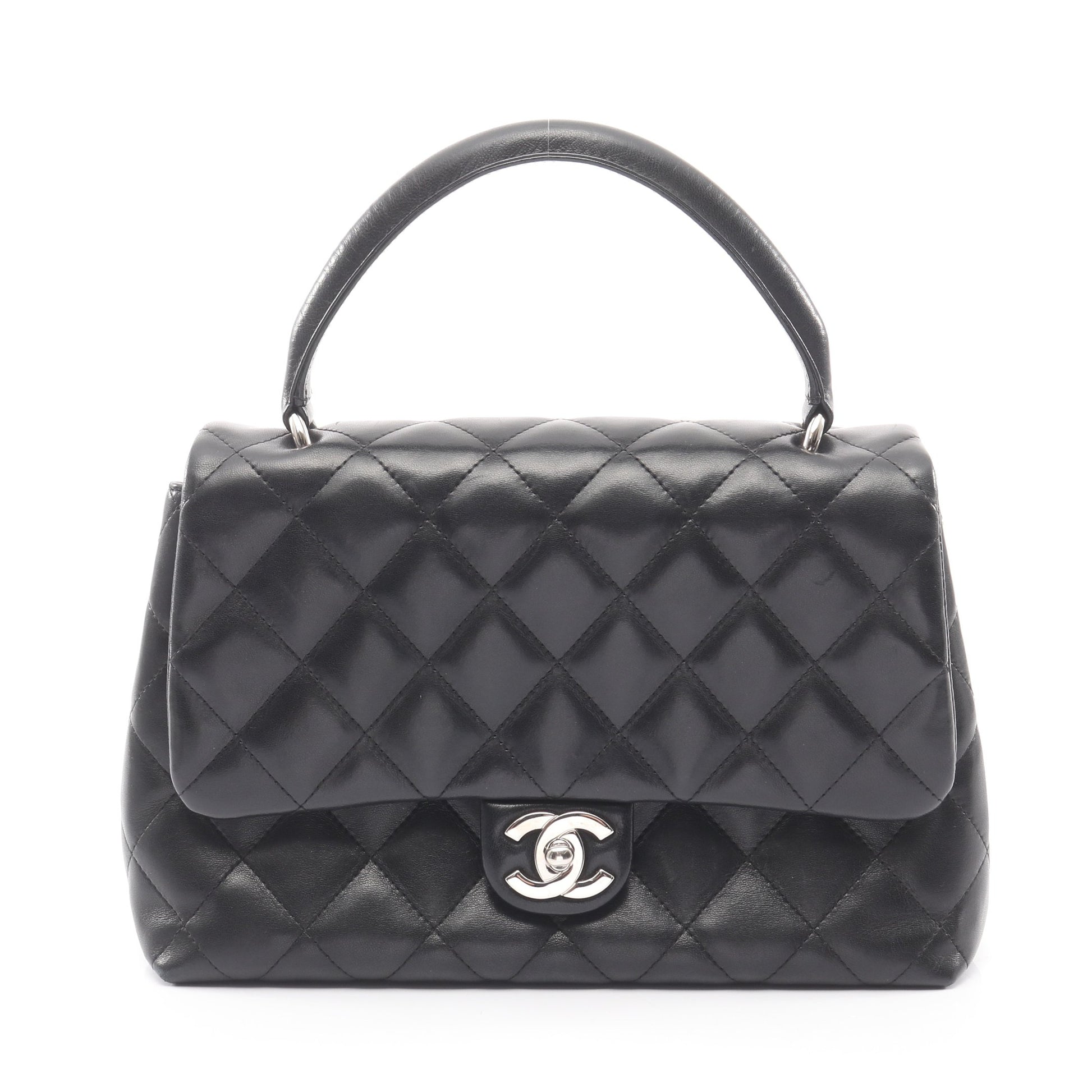 マトラッセ トップハンドルバッグ ハンドバッグ ラムスキン ブラック ゴールド金具 シャネル バッグ CHANEL