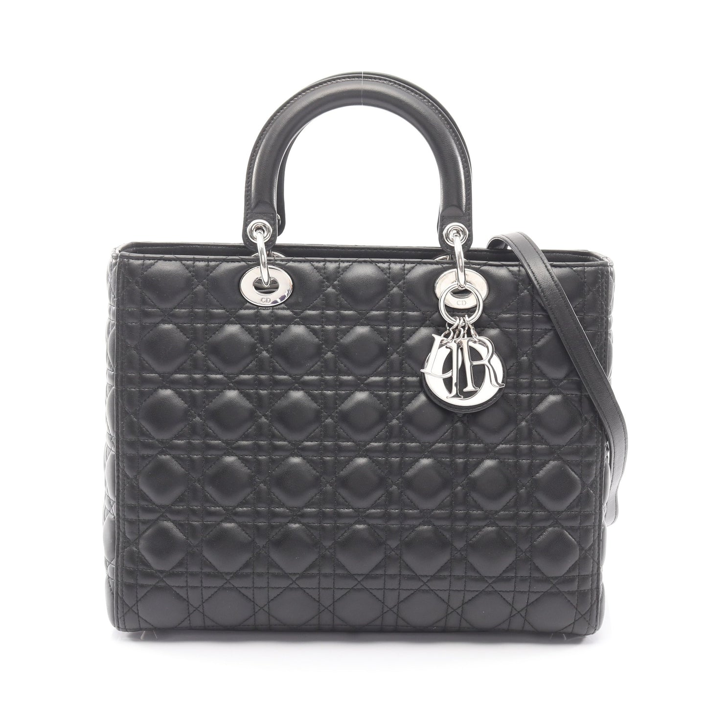 レディディオール ラージ カナージュ 2WAY ハンドバッグ レザー ブラック クリスチャンディオール バッグ Christian Dior