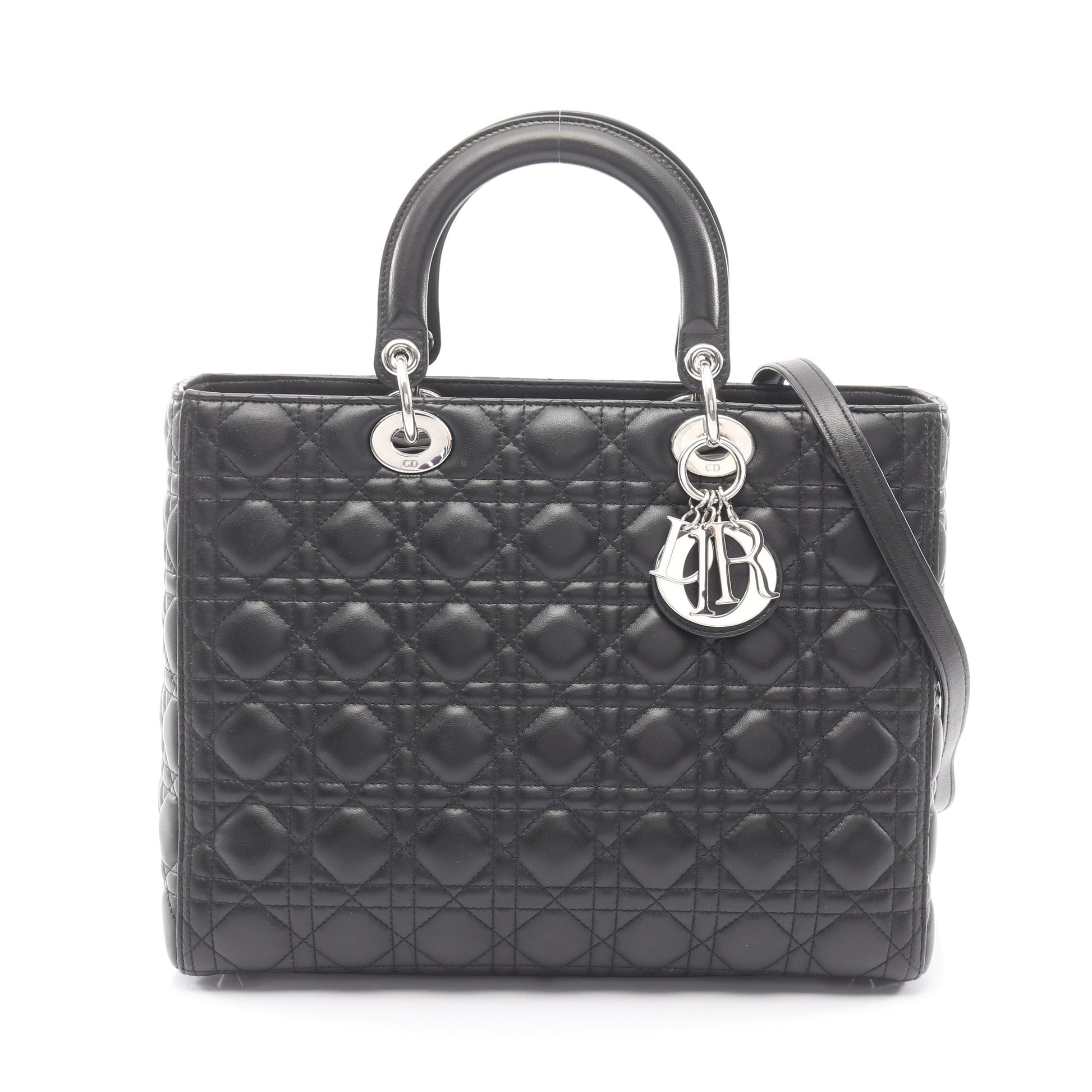 レディディオール ラージ カナージュ 2WAY ハンドバッグ レザー ブラック クリスチャンディオール バッグ Christian Dior