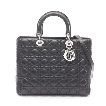レディディオール ラージ カナージュ 2WAY ハンドバッグ レザー ブラック クリスチャンディオール バッグ Christian Dior
