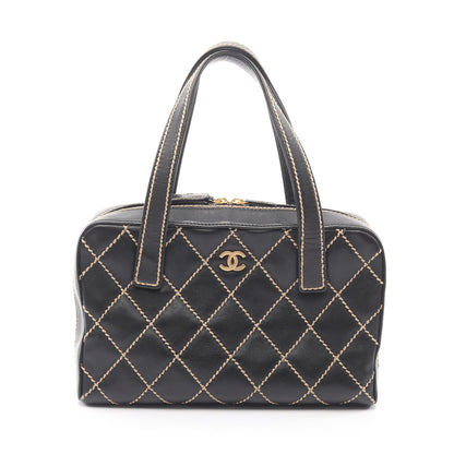 ワイルドステッチ ハンドバッグ レザー ブラック ゴールド金具 シャネル バッグ CHANEL