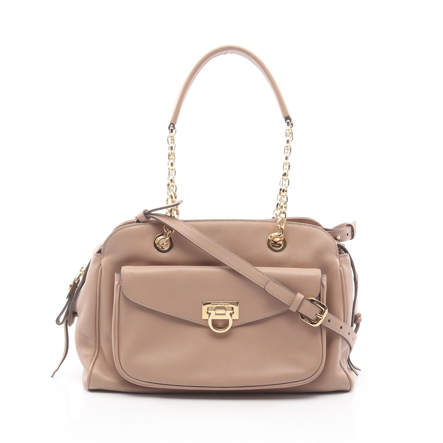 ガンチーニ 2WAY ハンドバッグ チェーンハンドバッグ レザー グレーベージュ サルヴァトーレフェラガモ バッグ Salvatore Ferragamo