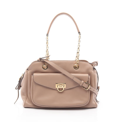ガンチーニ 2WAY ハンドバッグ チェーンハンドバッグ レザー グレーベージュ サルヴァトーレフェラガモ バッグ Salvatore Ferragamo