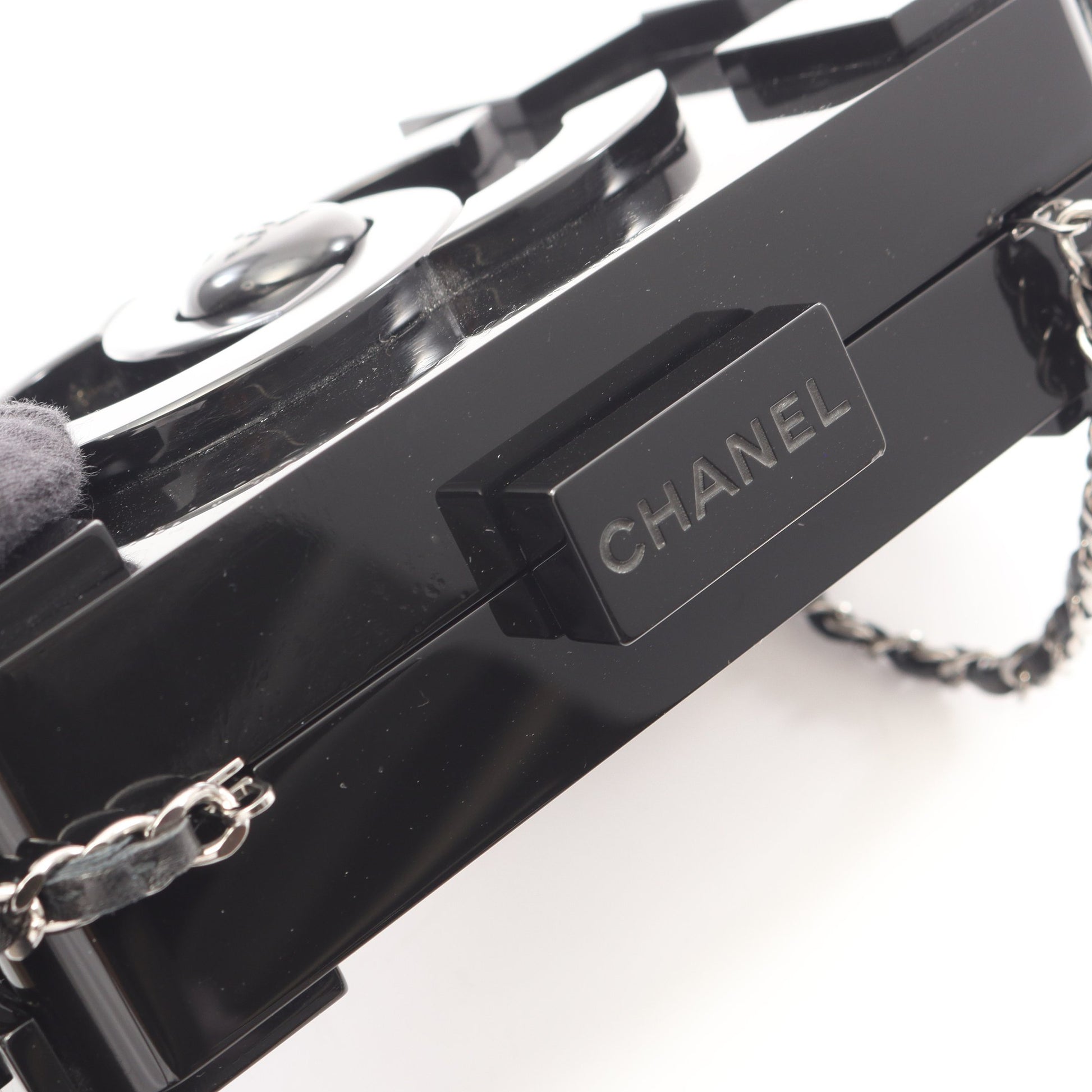 ボーイブリック レゴ ミノディエール チェーンショルダーバッグ プレキシガラス ブラック ホワイト シルバー金具 シャネル バッグ CHANEL