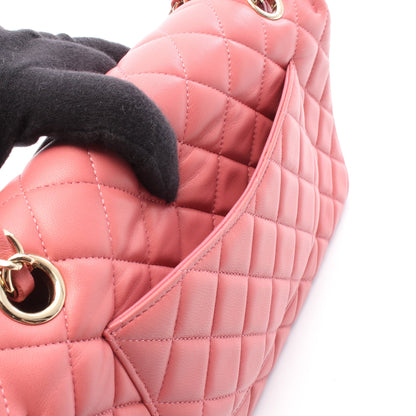 マトラッセ シングルフラップ Wチェーンショルダーバッグ レザー ピンク ゴールド金具 シャネル バッグ CHANEL