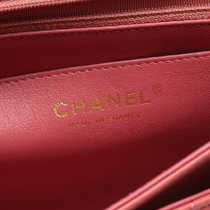 マトラッセ シングルフラップ Wチェーンショルダーバッグ レザー ピンク ゴールド金具 シャネル バッグ CHANEL
