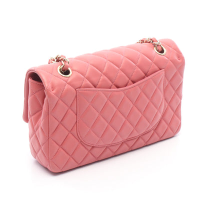 マトラッセ シングルフラップ Wチェーンショルダーバッグ レザー ピンク ゴールド金具 シャネル バッグ CHANEL
