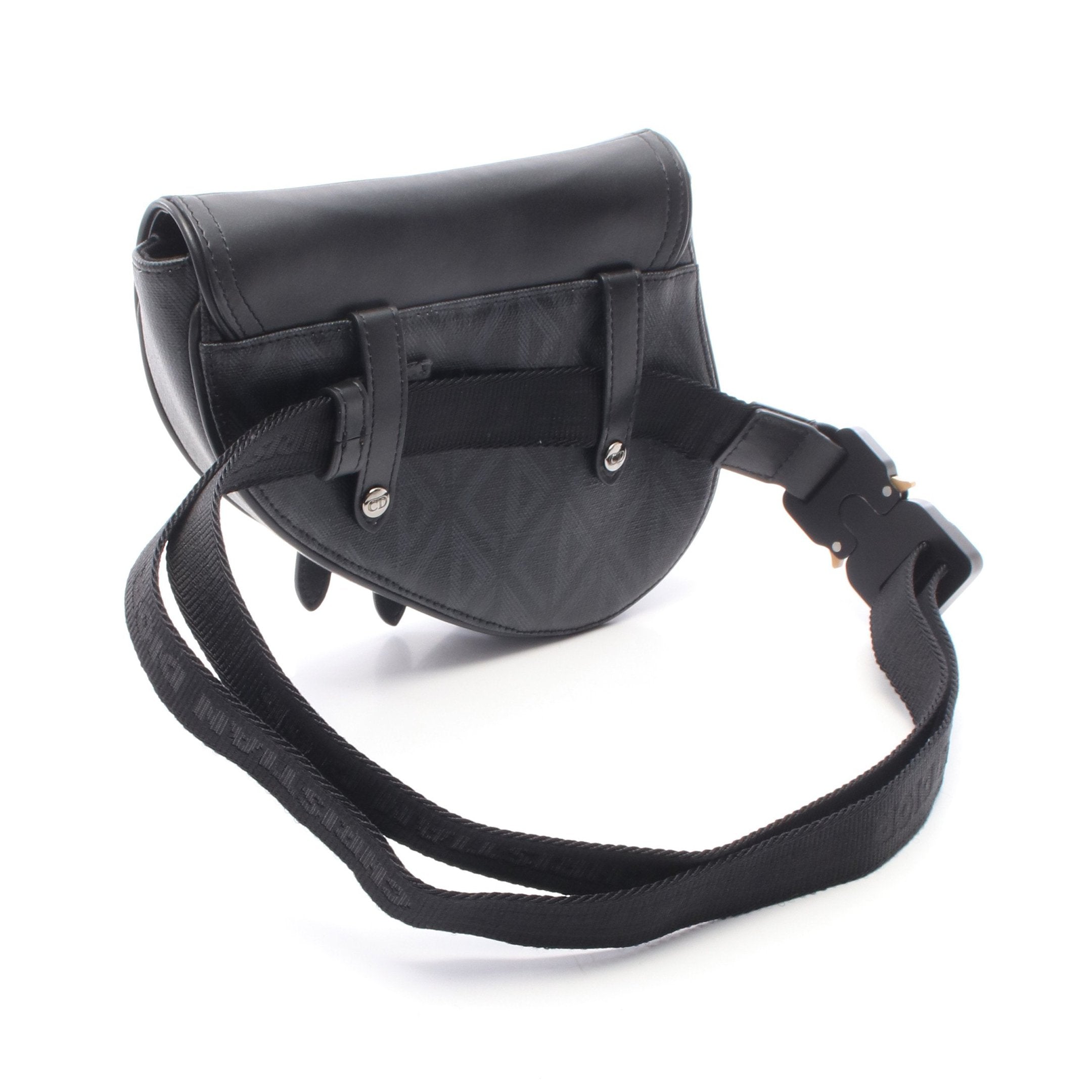 オールド Christian Dior ミニ ショルダーバッグ PVC×レザー SADDLE サドル ミニ CDダイヤモンド ボディバッグ ウエストバッグ PVC