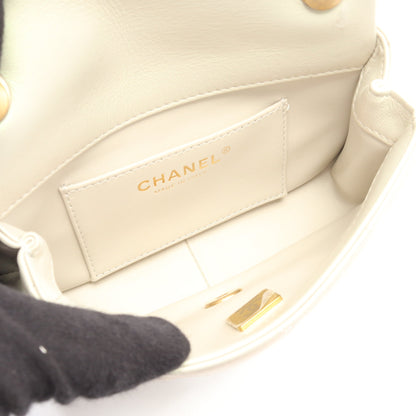 ミニマトラッセ チェーンショルダーバッグ ラムスキン ライトグレー ゴールド金具 シャネル バッグ CHANEL