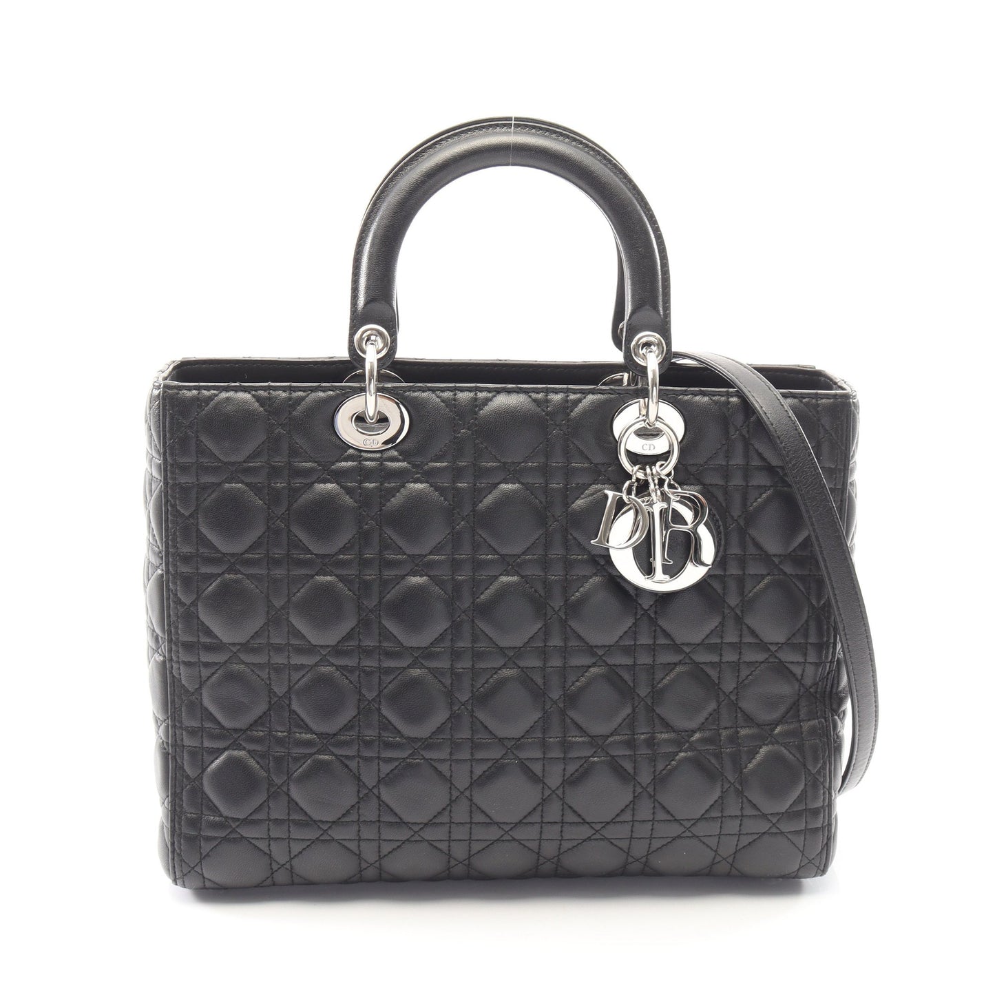 レディディオール ラージ カナージュ 2WAY ハンドバッグ レザー ブラック クリスチャンディオール バッグ Christian Dior