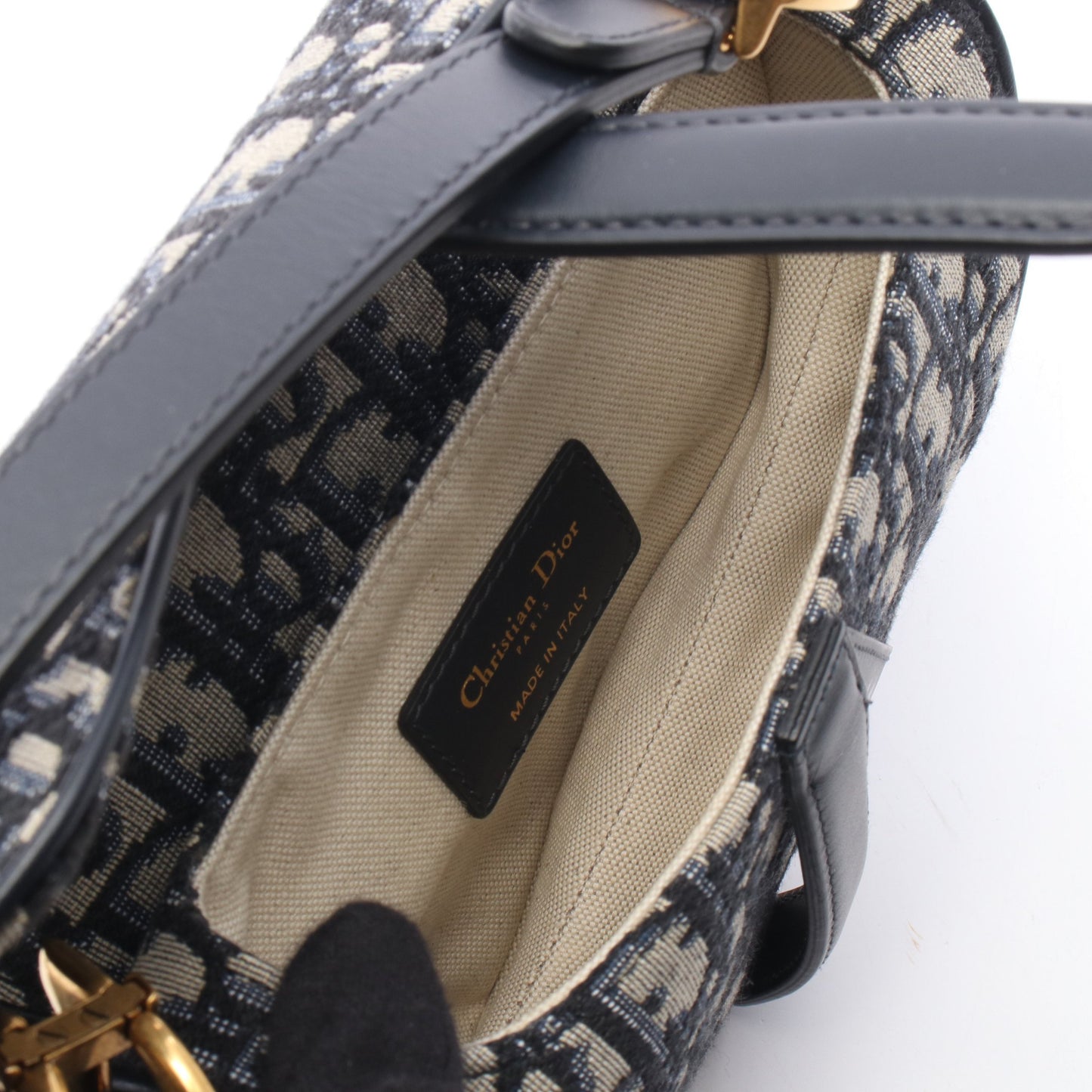SADDLE サドル ミニ オブリーク 2WAY ハンドバッグ キャンバス レザー ネイビー ベージュ クリスチャンディオール バッグ Christian Dior