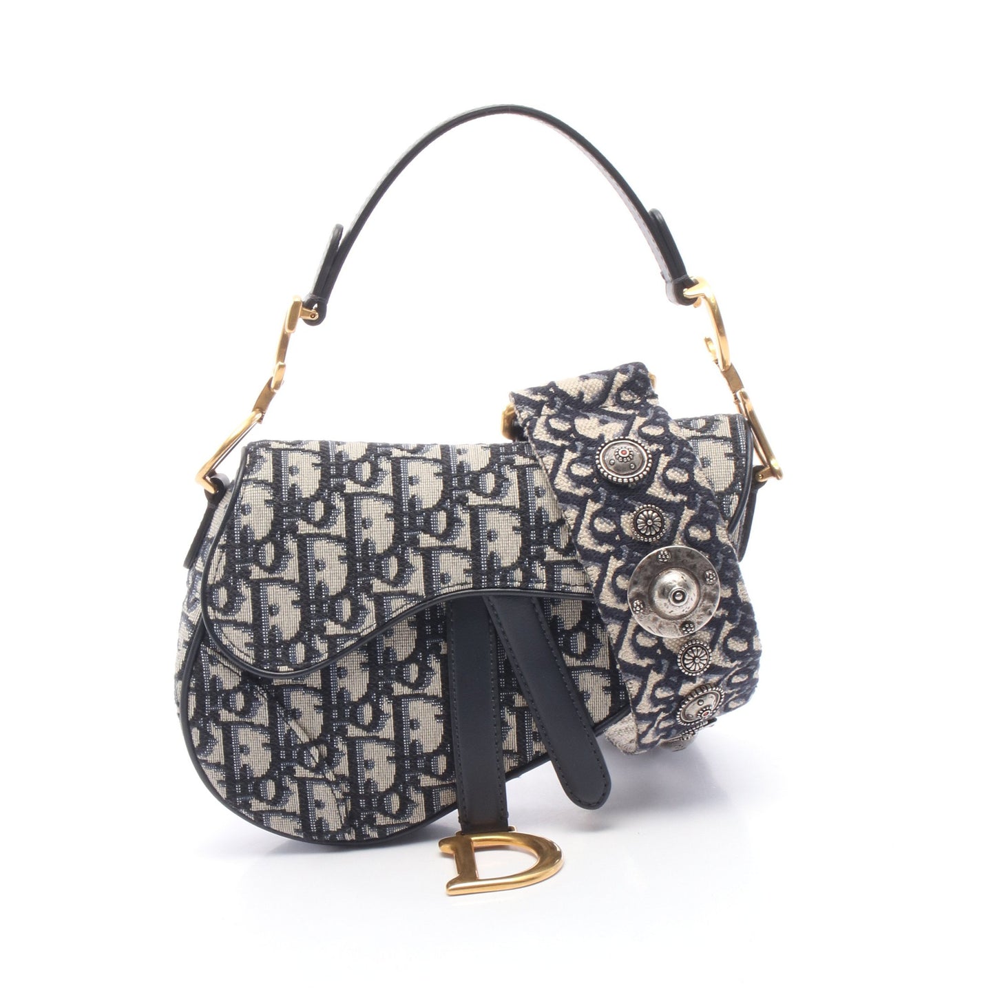 SADDLE サドル ミニ オブリーク 2WAY ハンドバッグ キャンバス レザー ネイビー ベージュ クリスチャンディオール バッグ Christian Dior