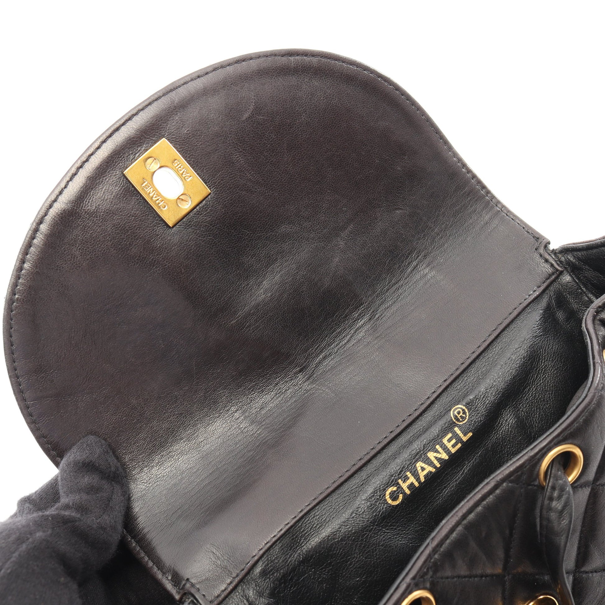 マトラッセ バックパック リュックサック ラムスキン ブラック ゴールド金具 シャネル バッグ CHANEL