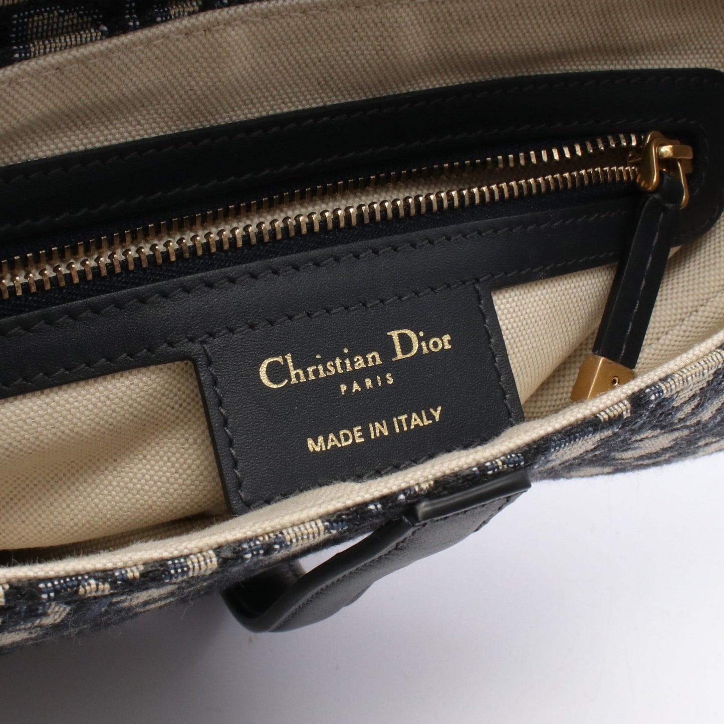 SADDLE サドル オブリーク ハンドバッグ キャンバス レザー ネイビー ベージュ クリスチャンディオール バッグ Christian Dior