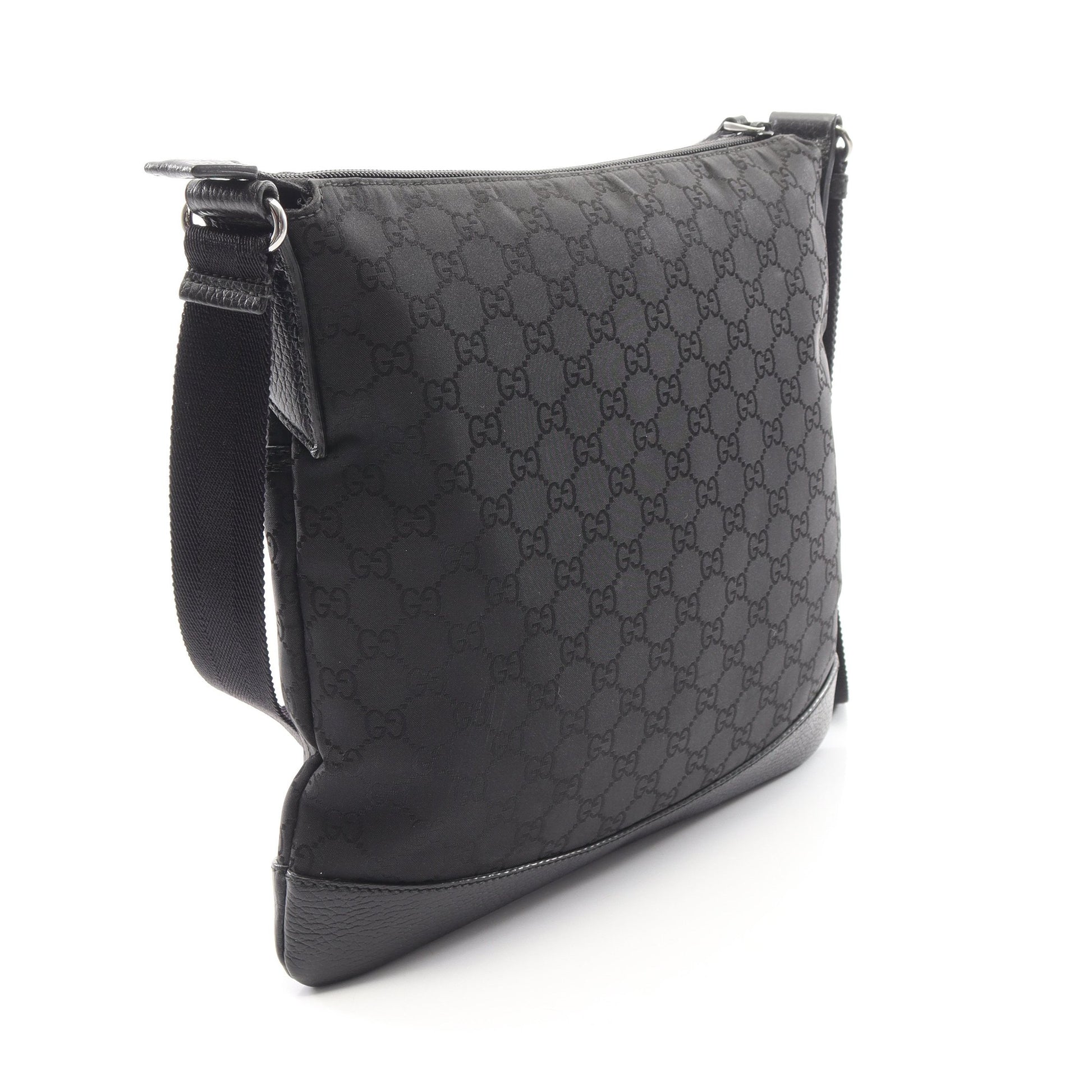 GG柄 ショルダーバッグ ナイロン レザー ブラック グッチ バッグ GUCCI