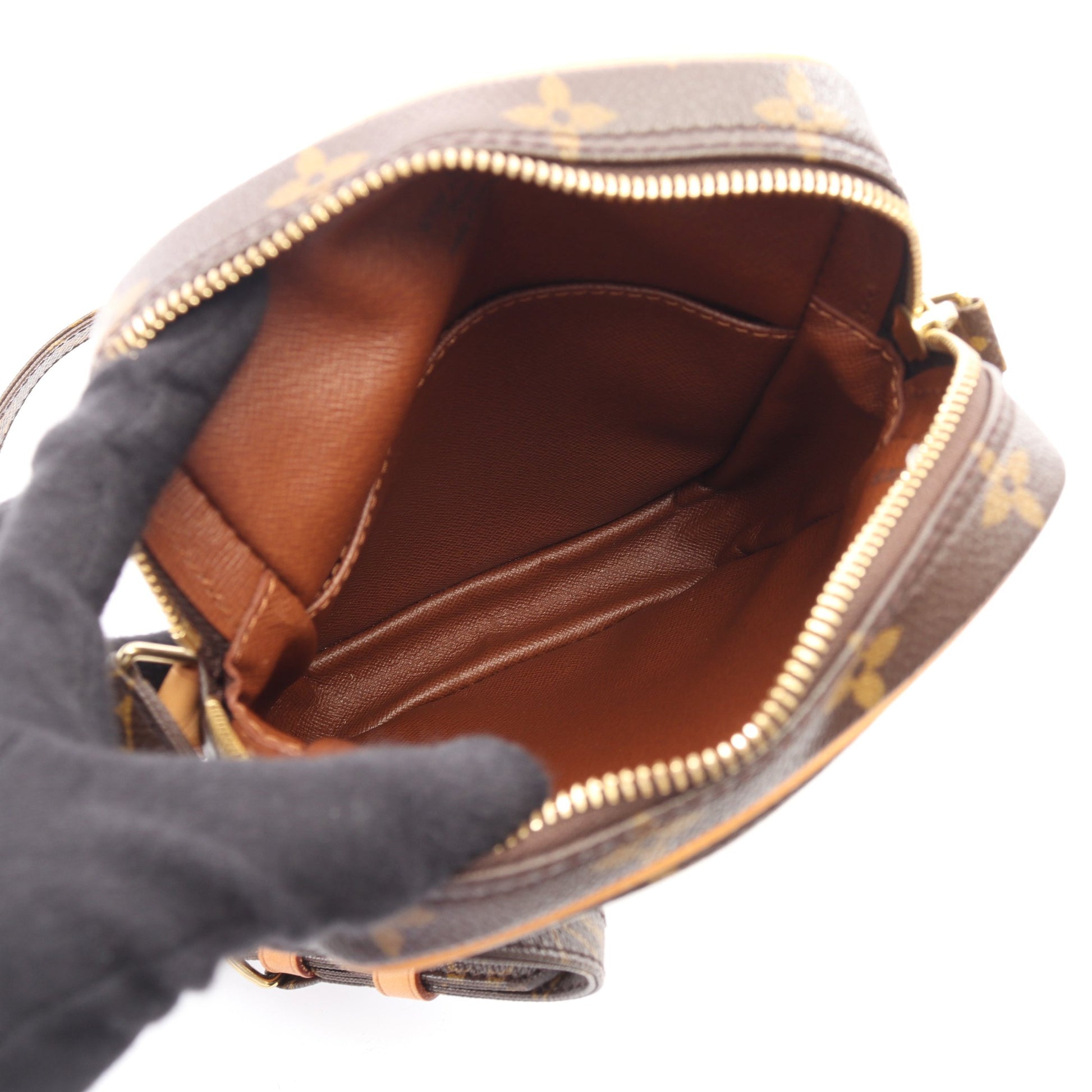 ダヌーブ モノグラム ショルダーバッグ PVC レザー ブラウン ルイヴィトン バッグ LOUIS VUITTON