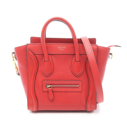 ラゲージ ナノショッパー 2WAY ハンドバッグ レザー レッド セリーヌ バッグ CELINE