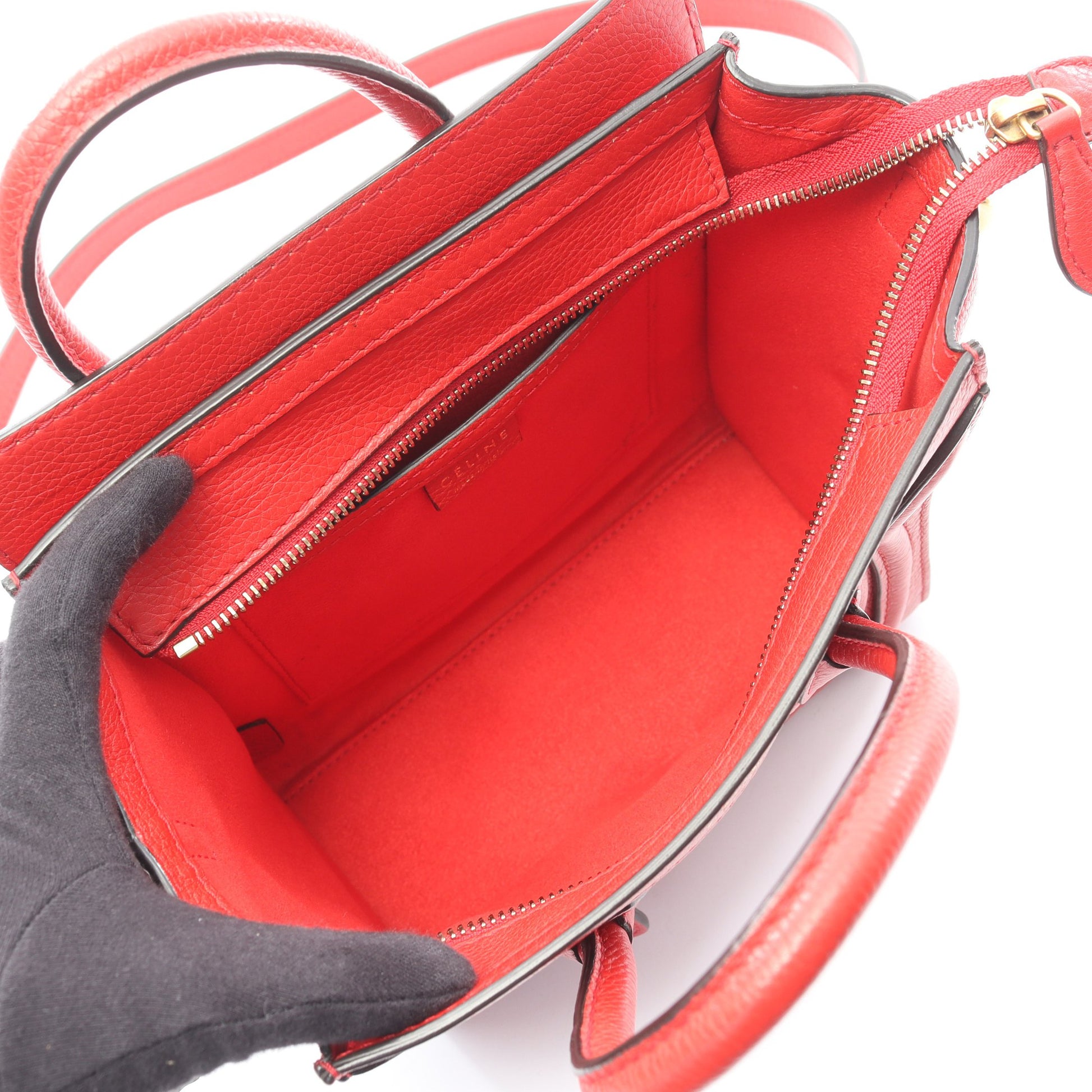 ラゲージ ナノショッパー 2WAY ハンドバッグ レザー レッド セリーヌ バッグ CELINE