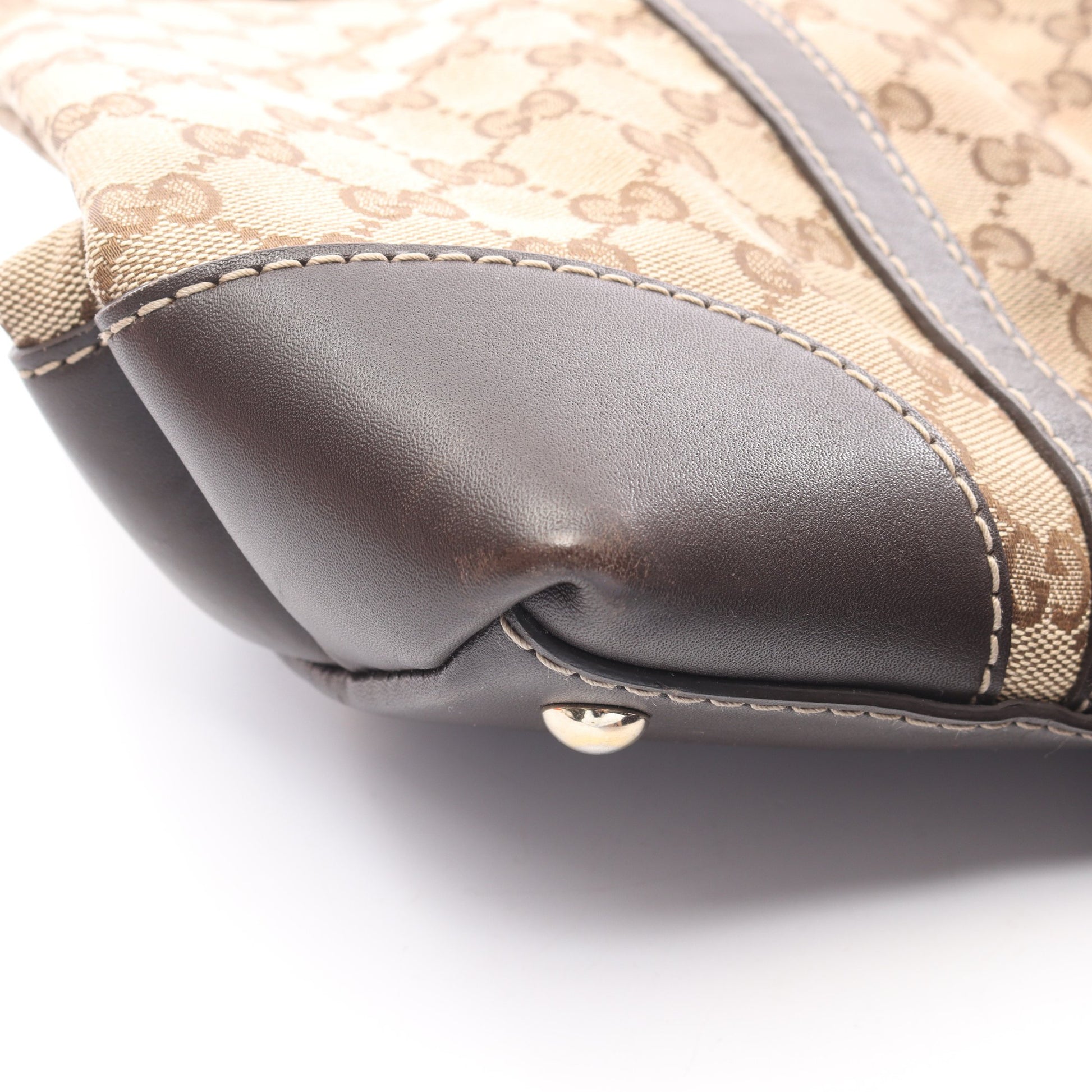 ラブリー GGキャンバス ハンドバッグ トートバッグ キャンバス レザー ベージュ ダークブラウン グッチ バッグ GUCCI