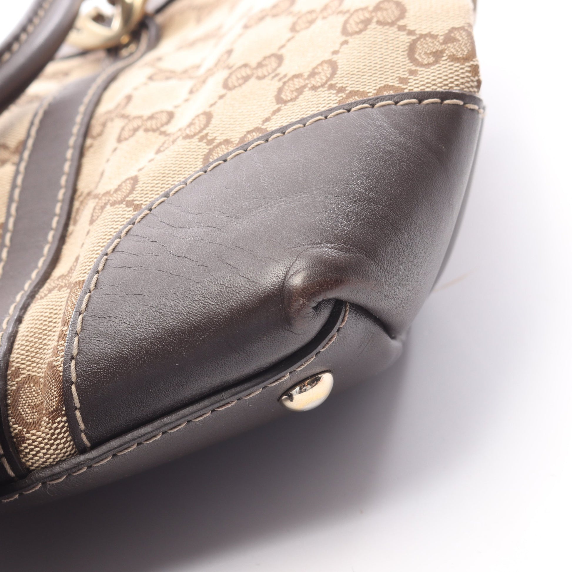 ラブリー GGキャンバス ハンドバッグ トートバッグ キャンバス レザー ベージュ ダークブラウン グッチ バッグ GUCCI