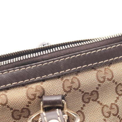 ラブリー GGキャンバス ハンドバッグ トートバッグ キャンバス レザー ベージュ ダークブラウン グッチ バッグ GUCCI
