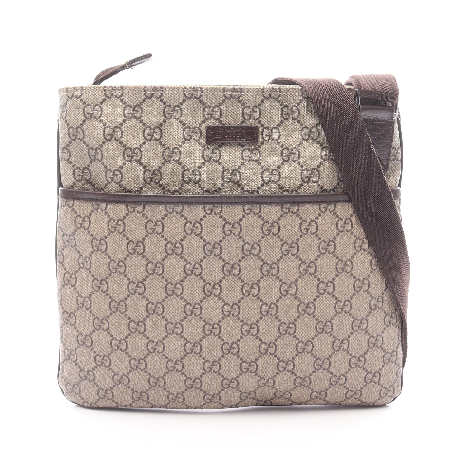 GGスプリーム ショルダーバッグ PVC レザー ベージュ ダークブラウン グッチ バッグ GUCCI