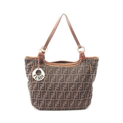 ズッカ ショルダーバッグ トートバッグ ナイロンキャンバス レザー ブラウン フェンディ バッグ FENDI