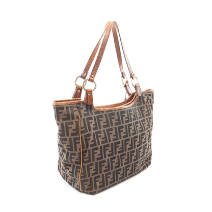 ズッカ ショルダーバッグ トートバッグ ナイロンキャンバス レザー ブラウン フェンディ バッグ FENDI