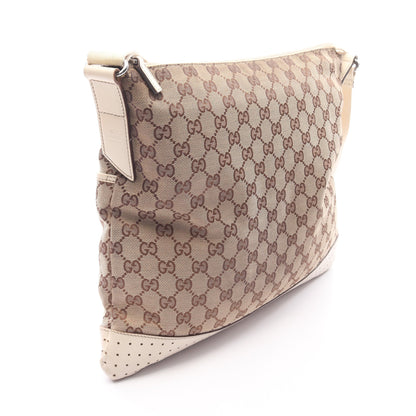 GGキャンバス ショルダーバッグ キャンバス レザー ベージュ アイボリー グッチ バッグ GUCCI