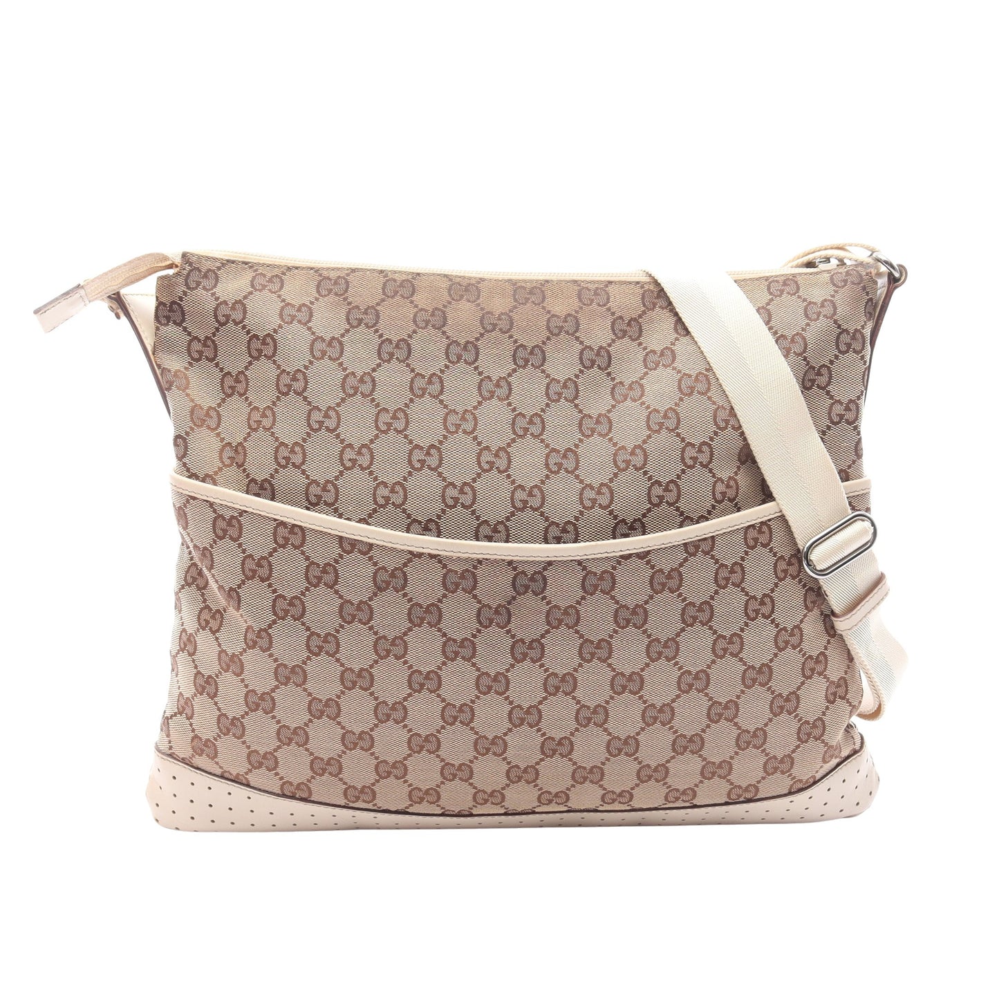 GGキャンバス ショルダーバッグ キャンバス レザー ベージュ アイボリー グッチ バッグ GUCCI
