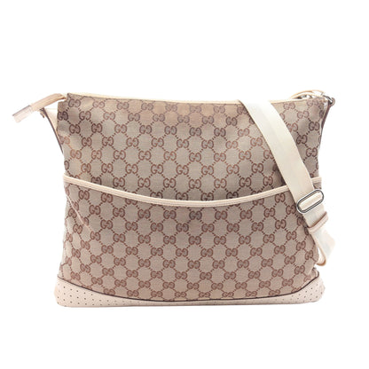 GGキャンバス ショルダーバッグ キャンバス レザー ベージュ アイボリー グッチ バッグ GUCCI