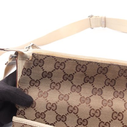 GGキャンバス ショルダーバッグ キャンバス レザー ベージュ アイボリー グッチ バッグ GUCCI